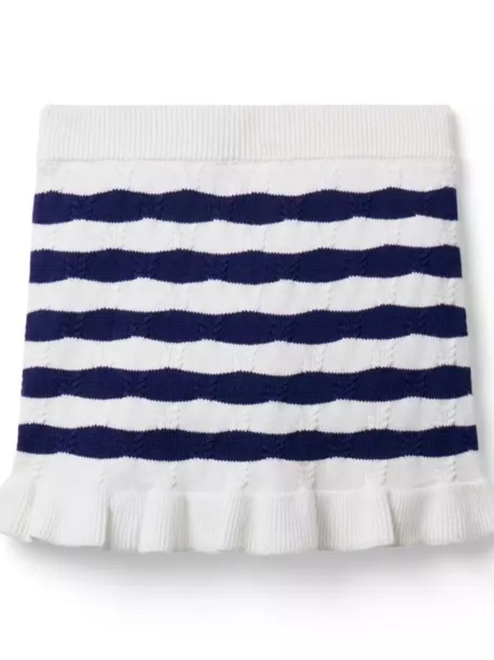 Janie and Jack Navy & White Striped Cable Knit Ruffle Skirt Girls Size 2T - NWT